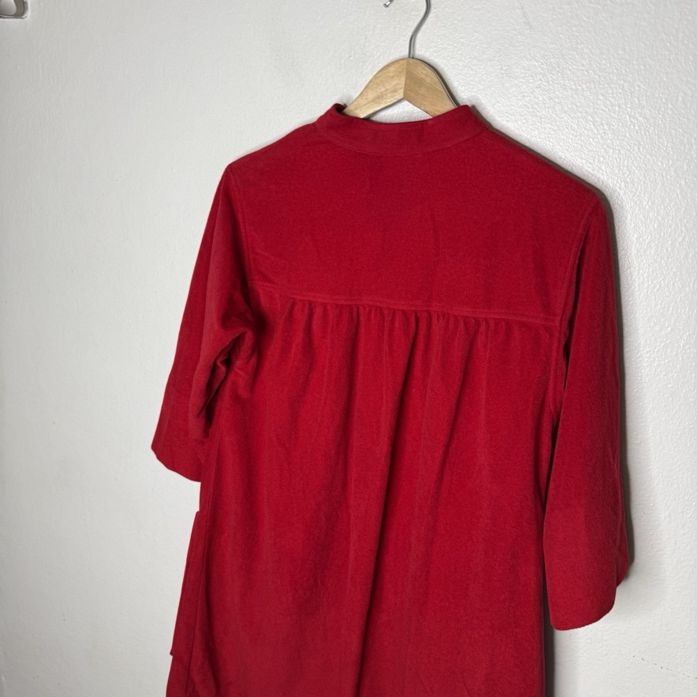 Vintage‎ Models Coat Red Flower Patch Pockets House Coat Zip Front Women's 14 - Picture 7 of 12